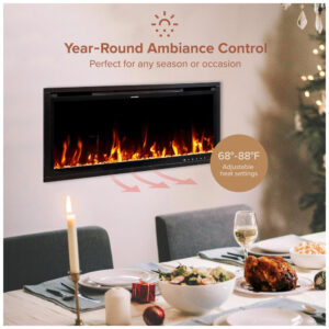 ectqr787ycdd0b_4 jpg - Lareira Elétrica Linear Inteligente Modern Ember Aerus de 91 cm, Embutida ou de Parede, Chamas LED Multicoloridas, Wi Fi, Alexa, Google