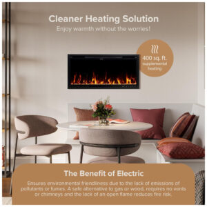 ectqr787ycdd0b_6 jpg - Lareira Elétrica Linear Inteligente Modern Ember Aerus de 91 cm, Embutida ou de Parede, Chamas LED Multicoloridas, Wi Fi, Alexa, Google