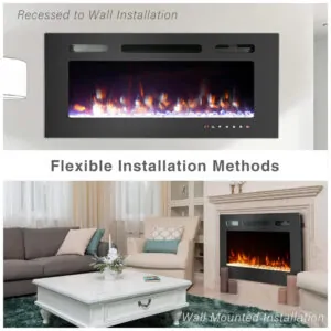 ectqrbj92sg80b_3 jpg - Lareira Elétrica de Embutir A54x127L com Controle Remoto e Luz de LED, 1500W, 110v, CEARTRY electric fireplace inserts, Preto