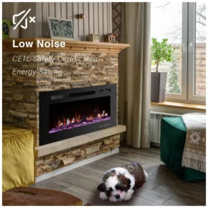 ectqrbj92sg80b_5 jpg - Lareira Elétrica de Embutir A54x127L com Controle Remoto e Luz de LED, 1500W, 110v, CEARTRY electric fireplace inserts, Preto