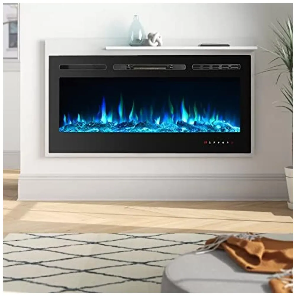 ectqrbj92sg80b_6 jpg - Lareira Elétrica de Embutir A54x127L com Controle Remoto e Luz de LED, 1500W, 110v, CEARTRY electric fireplace inserts, Preto