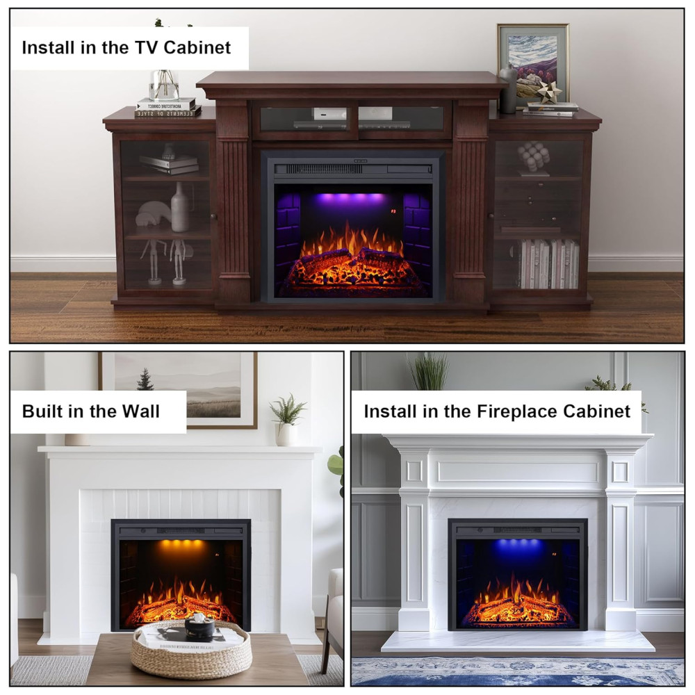 Lareira Elétrica Valuxhome 102x70cm 1500W Insert Embutir Sons Crackling 110V