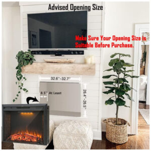 Lareira Elétrica de Embutir A69x90L com Controle Remoto, Luz de LED e Som de Fogo, 1500W, 110v, MASARFLAME, Preto