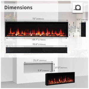 ectqrjlj6gqd0b_4 jpg - PuraFlame Herman,Lareira Elétrica Linear Inteligente de 183 cm,Chama Premium com 9 Cores,Design Moderno, Embutida, de Parede ou Livre, Alexa e Google.