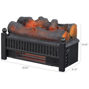 Lareira Elétrica Ecológica 20.5 52cm com Efeito Sonoro Crepitante, Controle Remoto e Termostato Ajustável, 110V 1350W, Duraflame DFI030ARU, Preta