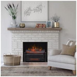 Lareira Elétrica Ecológica 20.5 52cm com Efeito Sonoro Crepitante, Controle Remoto e Termostato Ajustável, 110V 1350W, Duraflame DFI030ARU, Preta