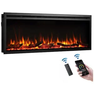 Lareira Elétrica LegendFlame 127x48cm 1500W Quartzo LED Embutir 110V