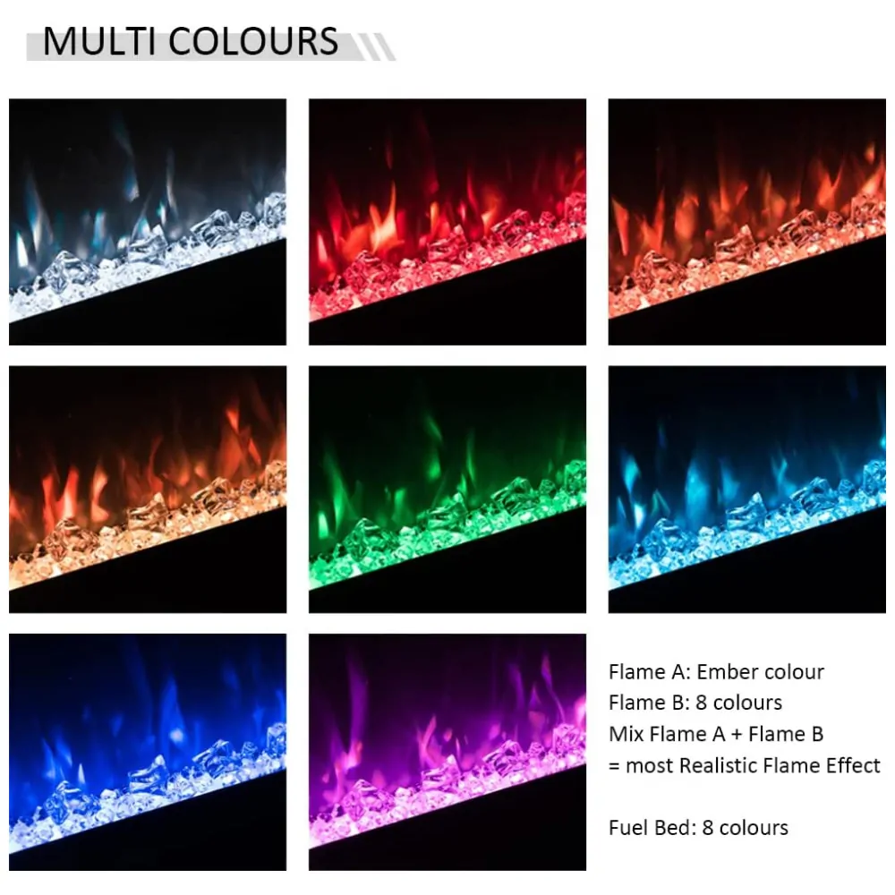 Lareira Elétrica LegendFlame 127x48cm 1500W Quartzo LED Embutir 110V