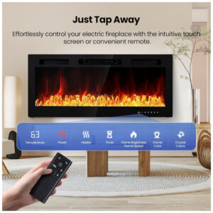 ectqrmrwfr6d0b_5 jpg - Lareira Elétrica de 107 cm Realsmart, 750W 1500W, Embutida ou de Parede, Controle Remoto, Timer, 12 Cores de Chama e Brilho Ajustáveis, Tela Touch