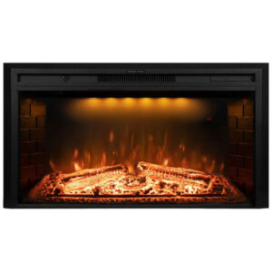 Lareira Elétrica de Embutir A69x109L cm com Controle Remoto, Tronco Realista, Som Crepitante, Proteção Contra Superaquecimento e Temporizador, 110V 1500W, Dreamflame EF40T, Preta