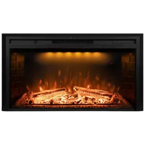 Lareira Elétrica de Embutir A69x109L cm com Controle Remoto, Tronco Realista, Som Crepitante, Proteção Contra Superaquecimento e Temporizador, 110V 1500W, Dreamflame EF40T, Preta