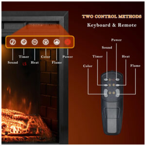 Lareira Elétrica de Embutir A69x109L cm com Controle Remoto, Tronco Realista, Som Crepitante, Proteção Contra Superaquecimento e Temporizador, 110V 1500W, Dreamflame EF40T, Preta