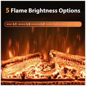 Lareira Elétrica de Embutir A69x109L cm com Controle Remoto, Tronco Realista, Som Crepitante, Proteção Contra Superaquecimento e Temporizador, 110V 1500W, Dreamflame EF40T, Preta