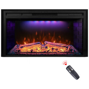 Lareira Elétrica de Embutir A69x109L cm com Controle Remoto, Tronco Realista, Som Crepitante, Proteção Contra Superaquecimento e Temporizador, 110V 1500W, Dreamflame EF40T, Preta