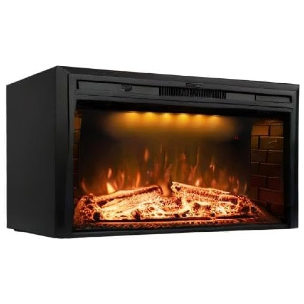 Lareira Elétrica de Embutir A69x109L cm com Controle Remoto, Tronco Realista, Som Crepitante, Proteção Contra Superaquecimento e Temporizador, 110V 1500W, Dreamflame EF40T, Preta
