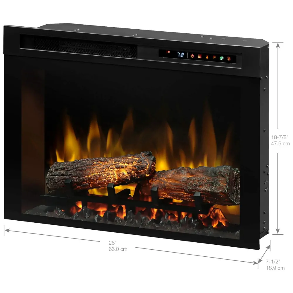 ectqsk2477570b_6 jpg - Lareira Elétrica de Embutir A48x66L com Controle Remoto e Chamas Multicolorida, 110V, Dimplex, Preta