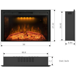 ectqsmm3jxv90b_1 jpg - Lareira Elétrica de Embutir A69x127L com Proteção contra Superaquecimento e Chamas Ajustavel, 110V 1500W, Benrocks, Preta