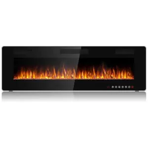 Lareira Elétrica BOSSIN 152x46cm 1500W Chamas LED 12 Cores Embutir 110V