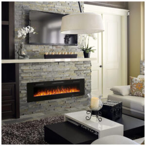 ectqsqtmvzk80b_1 jpg - Lareira Elétrica de Embutir A45x152L com Controle Remoto e Digital, Luz LED, Chama Ajustável e Temporizador, 1500W, 110v, BOSSIN 60 inch Electric Fireplace, Preto