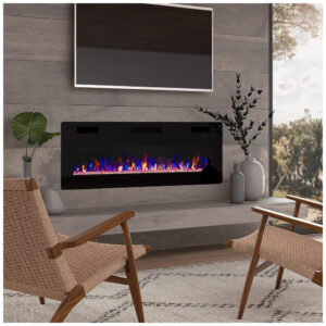 ectqsqtmvzk80b_2 jpg - Lareira Elétrica de Embutir A45x152L com Controle Remoto e Digital, Luz LED, Chama Ajustável e Temporizador, 1500W, 110v, BOSSIN 60 inch Electric Fireplace, Preto