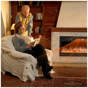 ectqsr3n55l90b_4 jpg - Lareira Elétrica de Embutir A54x91L com Controle Remoto e Chamas Multicolorida, 1500W, 110v, HOMAJOR Electric Fireplace Inserts, Preto