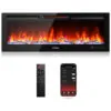 Lareira Elétrica de Embutir A45x127L com Controle Remoto e APP para Celular, 110V 1500W, TURBRO, Preta