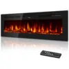 Lareira Elétrica Tehanld 127x43cm 1500W Chamas LED 12 Cores Embutir 110V