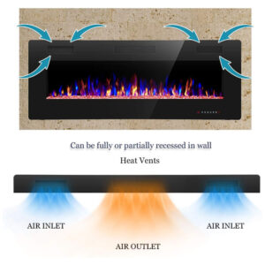 ectqt59zvfv70b_3 jpg - Lareira Elétrica de Embutir A45x127L com Controle Remoto e Temporizador, 110V, R.W.FLAME, Preta
