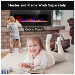 ectqt59zvfv70b_6 jpg - Lareira Elétrica de Embutir A45x127L com Controle Remoto e Temporizador, 110V, R.W.FLAME, Preta