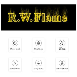 ectqt59zvfv70b_7 jpg - Lareira Elétrica de Embutir A45x127L com Controle Remoto e Temporizador, 110V, R.W.FLAME, Preta