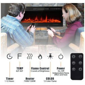 ectqt6qfkzk80b_3 jpg - Lareira Elétrica de Embutir A50x152L com Controle Remoto e Tela Sensível ao Toque, 110V, CharaVector, Preta