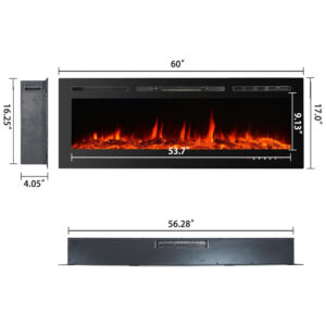 ectqt6qfkzk80b_7 jpg - Lareira Elétrica de Embutir A50x152L com Controle Remoto e Tela Sensível ao Toque, 110V, CharaVector, Preta