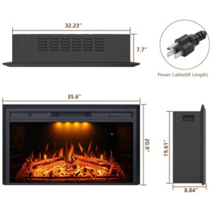 ectqt7r7wh270b_1 jpg - Lareira Elétrica de Embutir A53x90L com Controle Remoto, 1500W, 110v, VALUXHOME VEF33W, Preto
