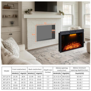 ectqt7r7wh270b_4 jpg - Lareira Elétrica de Embutir A53x90L com Controle Remoto, 1500W, 110v, VALUXHOME VEF33W, Preto