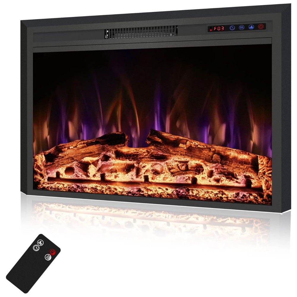 Lareira Elétrica RODALFLAME 90x70cm 1500W Chamas 3 Cores Touch Embutir 110V