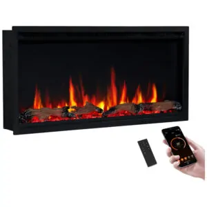 Lareira Elétrica PuraFlame 91x45cm 1500W WiFi Alexa 9 Cores LED Embutir 110V