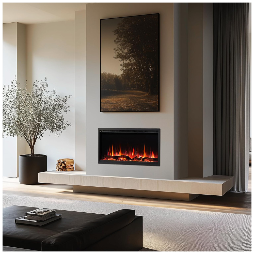 Lareira Elétrica PuraFlame 91x45cm 1500W WiFi Alexa 9 Cores LED Embutir 110V