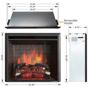 Lareira Elétrica de Embutir A62x70L com Controle Remoto, 1500W, 110v, PURAFLAME EF43D FGF, Preto