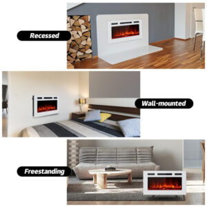 ectqv1b97xh80b_2 jpg - Lareira Elétrica de Embutir A43x76L com Controle Remoto, 110V 1500W, Maxhonor, Branco