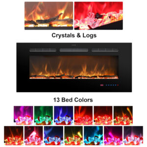 ectqv23fjc5b0b_3 jpg - Lareira Elétrica de Embutir A44x76L com Temporizador e Chamas Realista, 110V 1500W, Oxhark, Preta