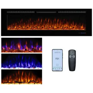 ectqvs55y8xb0b_0 jpg - Lareira Elétrica de Embutir A54x182L cm com Temporizador, Chama Multicolorida, Controle Remoto e Wifi, 110V 1500W, Dreamflame, Preta
