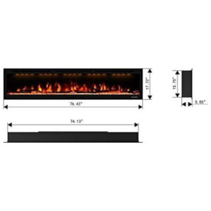 ectqvxqb4d680b_1 jpg - Lareira Elétrica de Embutir A43x193L com Controle Remoto e Proteção contra Superaquecimento, 110V 1500W, Valuxhome, Preta