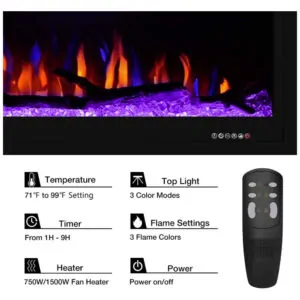 ectqvxqb4d680b_4 jpg - Lareira Elétrica de Embutir A43x193L com Controle Remoto e Proteção contra Superaquecimento, 110V 1500W, Valuxhome, Preta