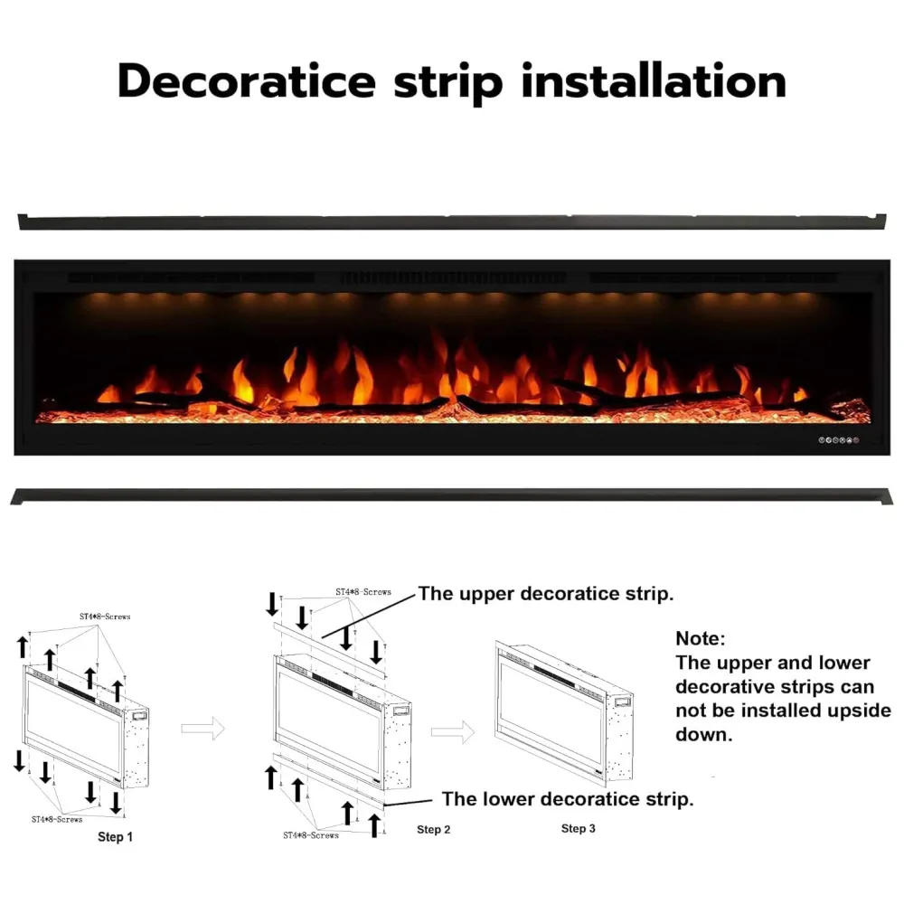 ectqvxqb4d680b_5 jpg - Lareira Elétrica de Embutir A43x193L com Controle Remoto e Proteção contra Superaquecimento, 110V 1500W, Valuxhome, Preta