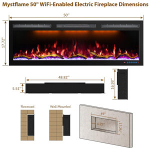 ectqvzjt2kmb0b_4 jpg - Lareira Elétrica de Embutir A45x127L com Controle Remoto e Tela Sensível ao Toque, 110V 1500W, Mystflame, Preta