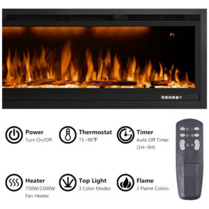 ectqw83wq4gb0b_1 jpg - Lareira Elétrica de Embutir A44x111L com Controle Remoto e Temporizador, 110V, Rodalflame, Preta