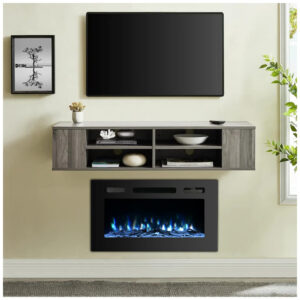 ectqwcb2mdp90b_1 jpg - Lareira Elétrica de Embutir A43x76L com Controle Remoto e Luz de LED, 1500W, 110v, CEARTRY electric fireplace inserts, Preto