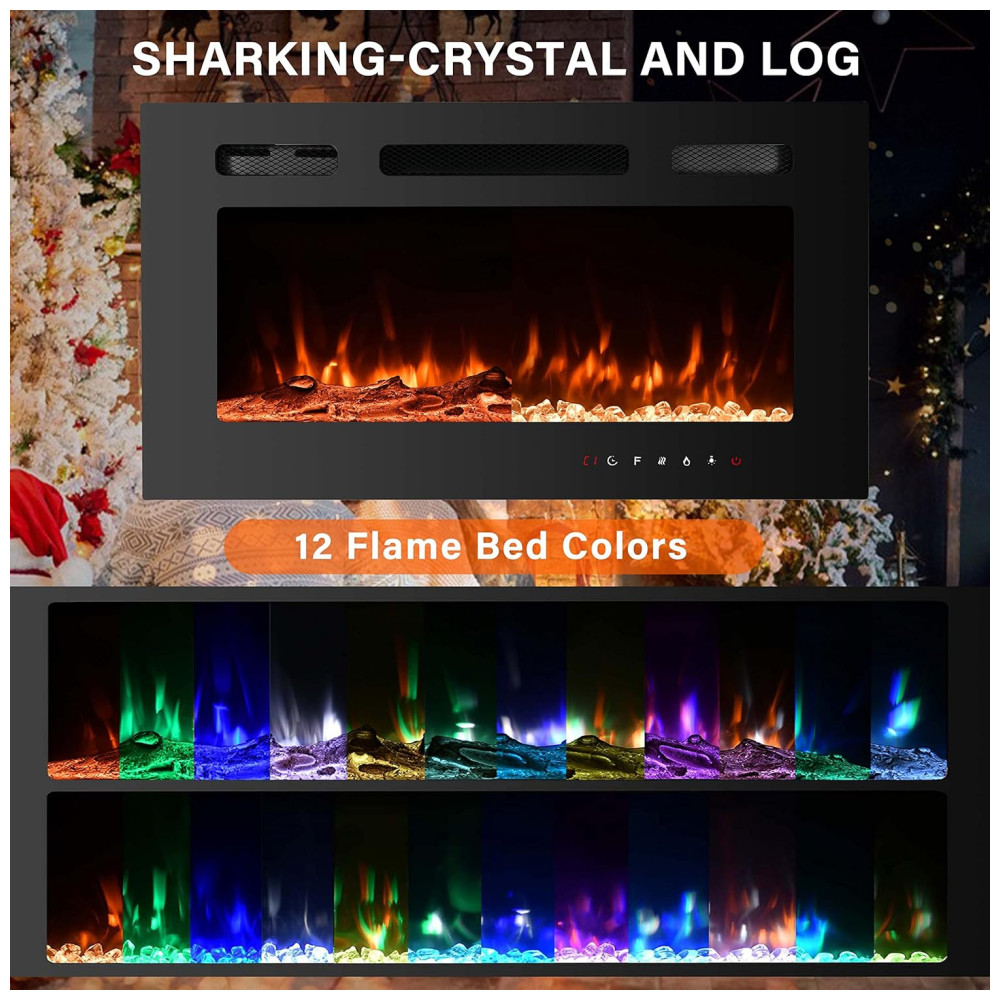 ectqwgcfsxk90b_1 jpg - Lareira Elétrica de Embutir A43x76L com Controle Remoto e 9 Chamas Multicoloridas, 110V, OUTDOOR DIAMOND, Preta