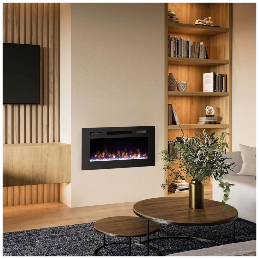 ectqwgcfsxk90b_7 jpg - Lareira Elétrica de Embutir A43x76L com Controle Remoto e 9 Chamas Multicoloridas, 110V, OUTDOOR DIAMOND, Preta