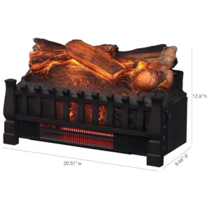 Lareira Elétrica Ecológica 20.5 52cm com Controle Remoto, Proteção Contra Superaquecimento e Brasa Realista, 110V 1350W, Duraflame DFI030ARU, Preta